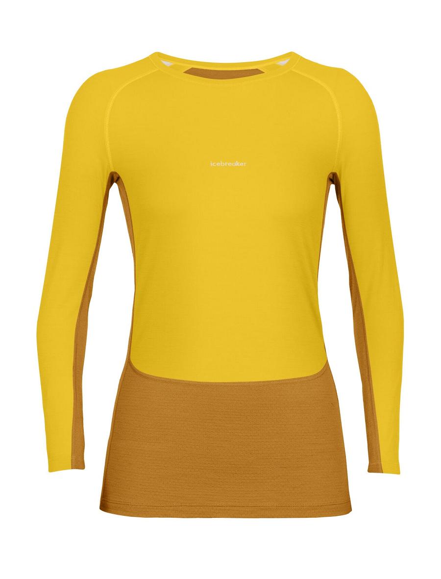 Icebreaker 200 ZoneKnit™ Merino Long Sleeve Crewe Naisten Base Layers Kultaiset | FI 1849MQZA